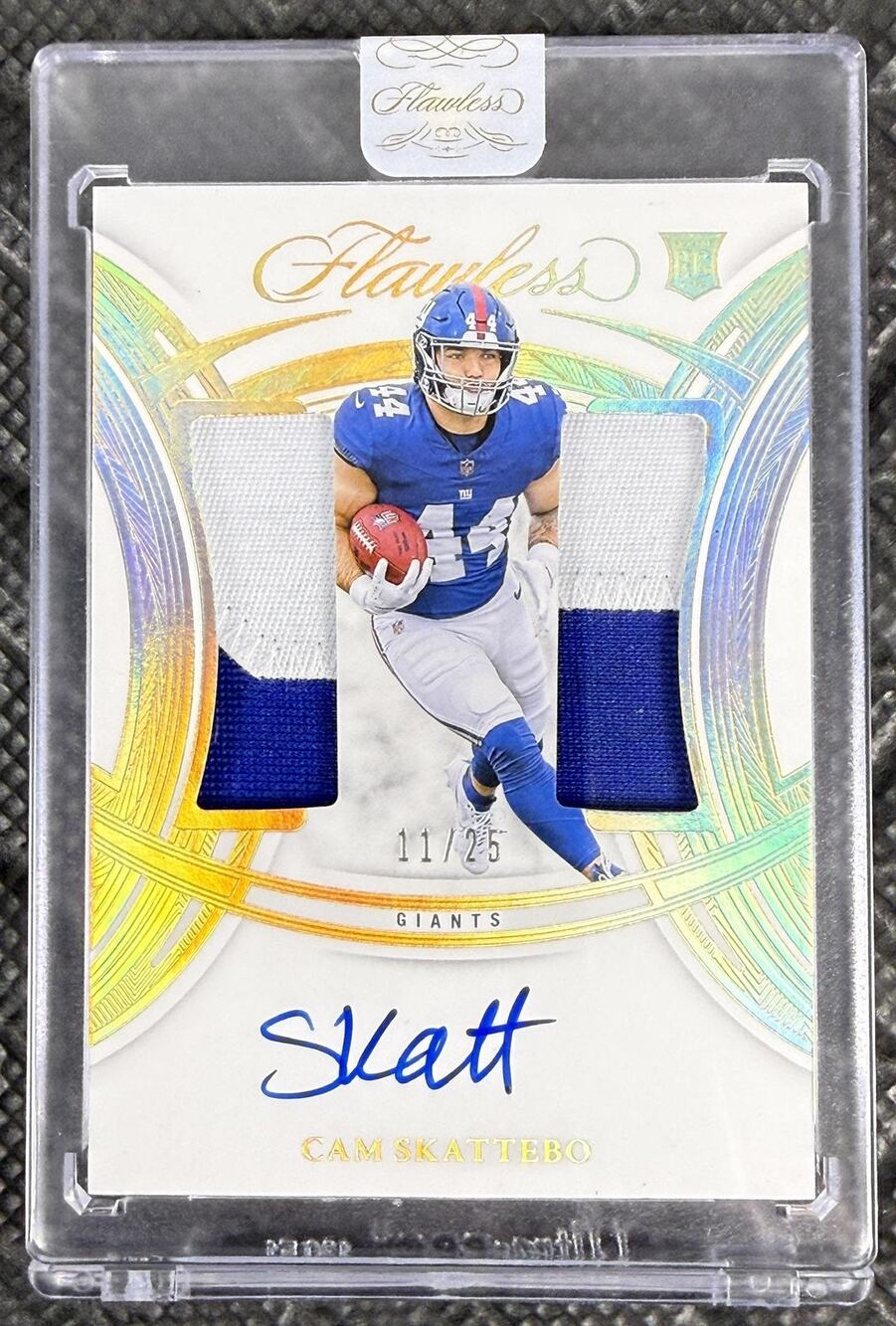 2025 Panini Flawless Cam Skattebo Rookie Dual Patch On-Card Autographs /25